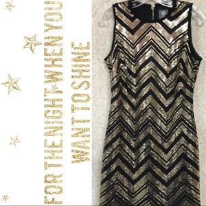 Vince Camuto Gold Sequined Holiday Dress 6
